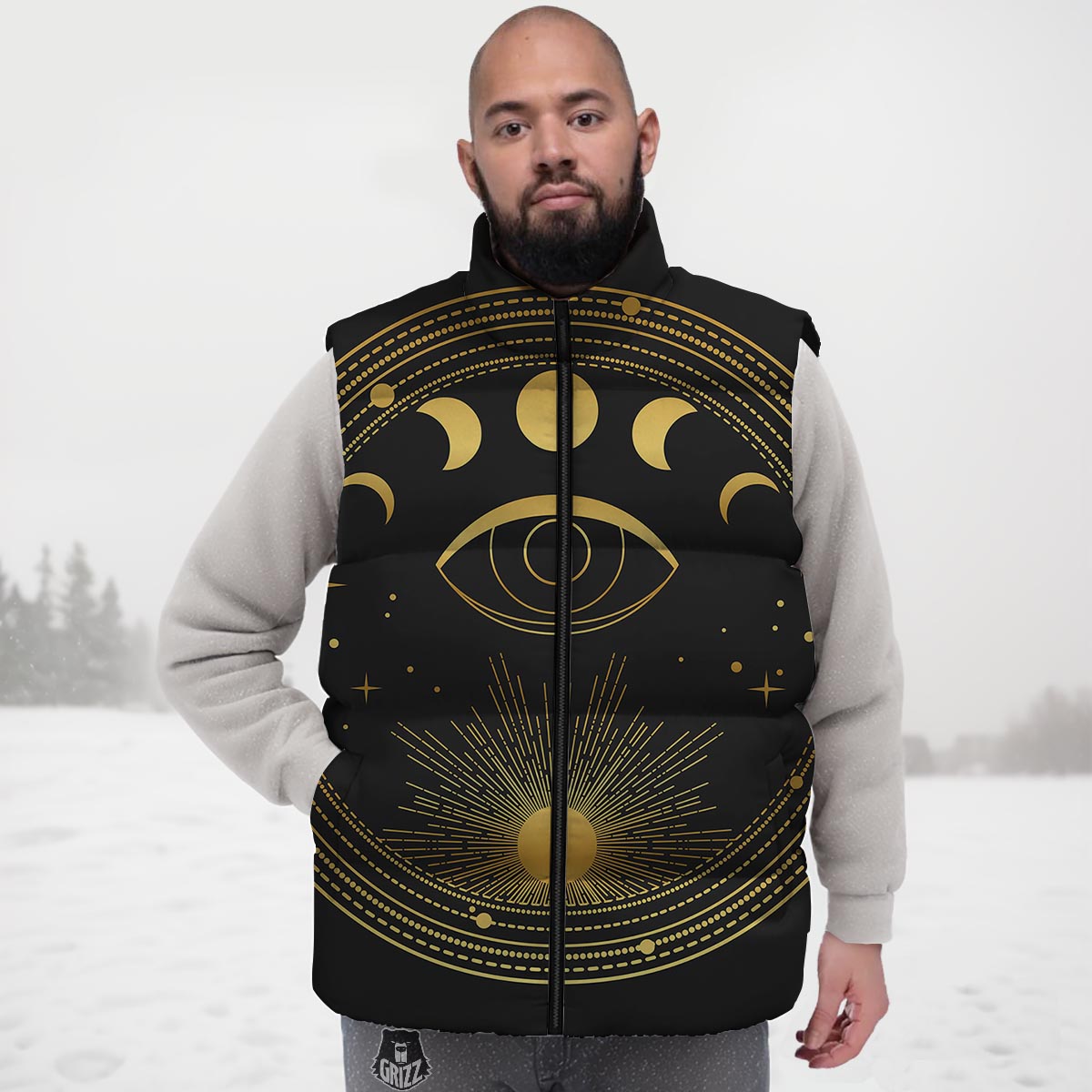 Phase Moon And Sun Print Down Vest
