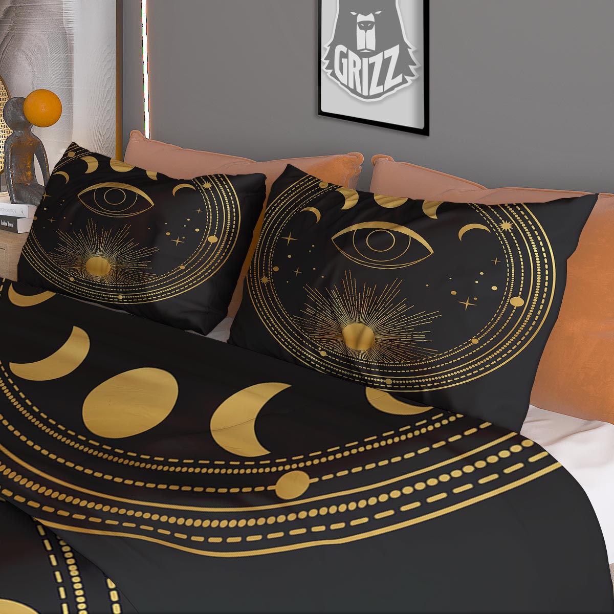 Phase Moon And Sun Print Duvet Cover Bedding Set