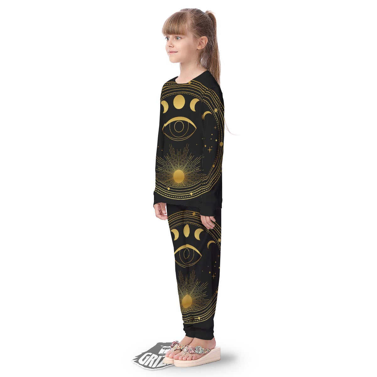 Phase Moon And Sun Print Kid's Pajamas-grizzshop