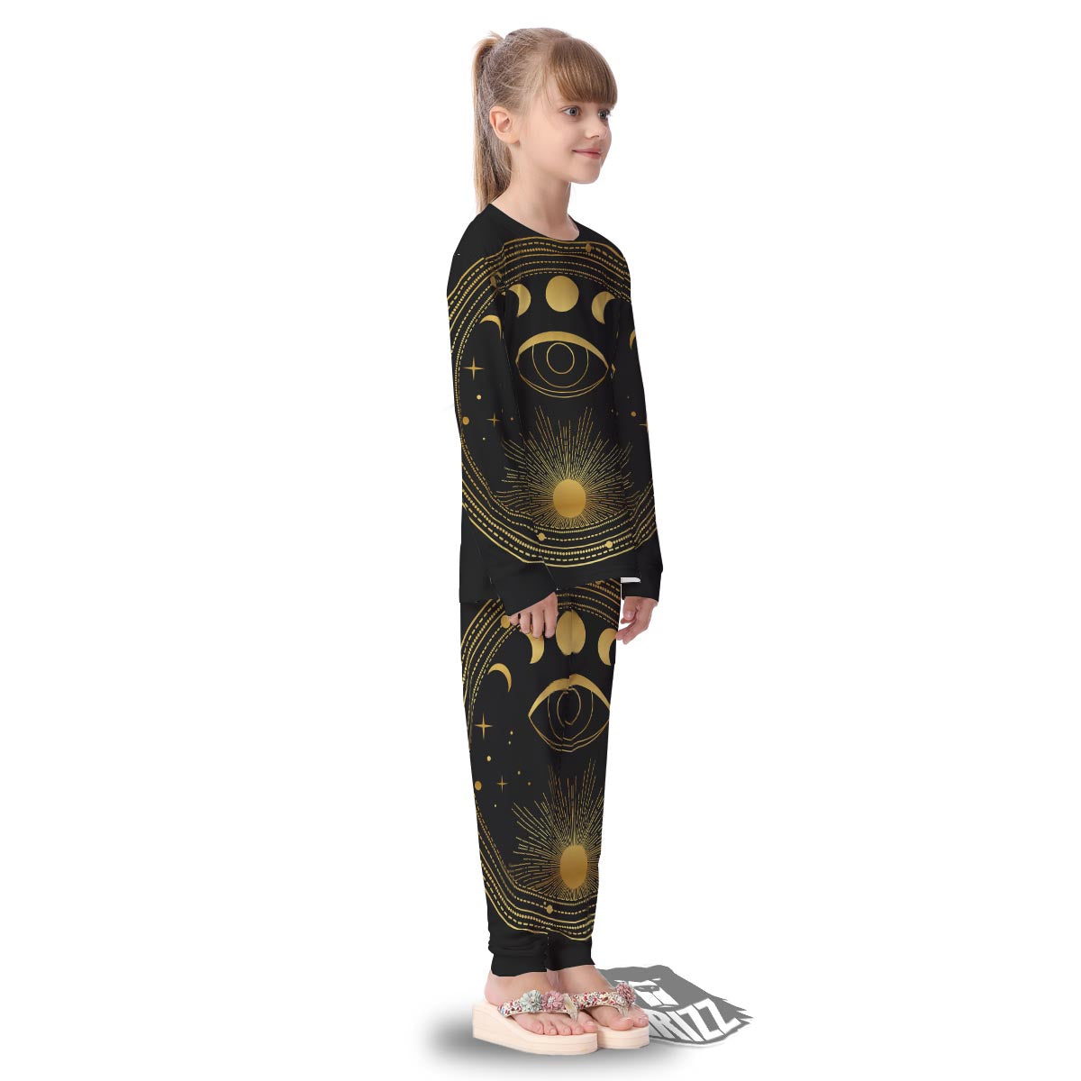 Phase Moon And Sun Print Kid's Pajamas-grizzshop