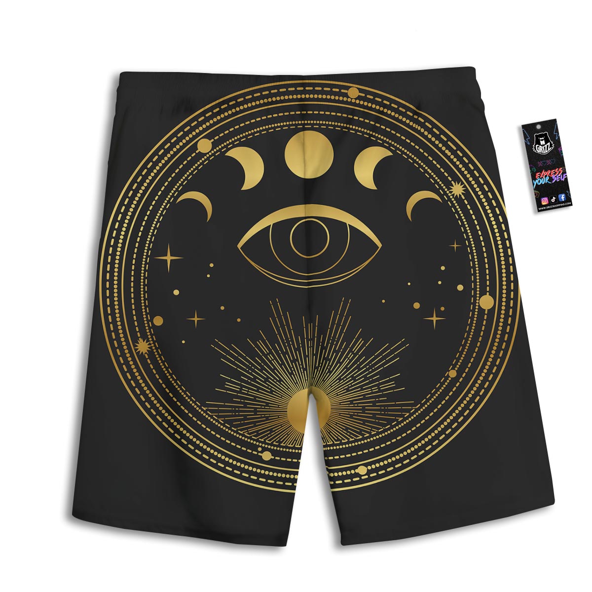 Phase Moon And Sun Print Men's Athletic Shorts