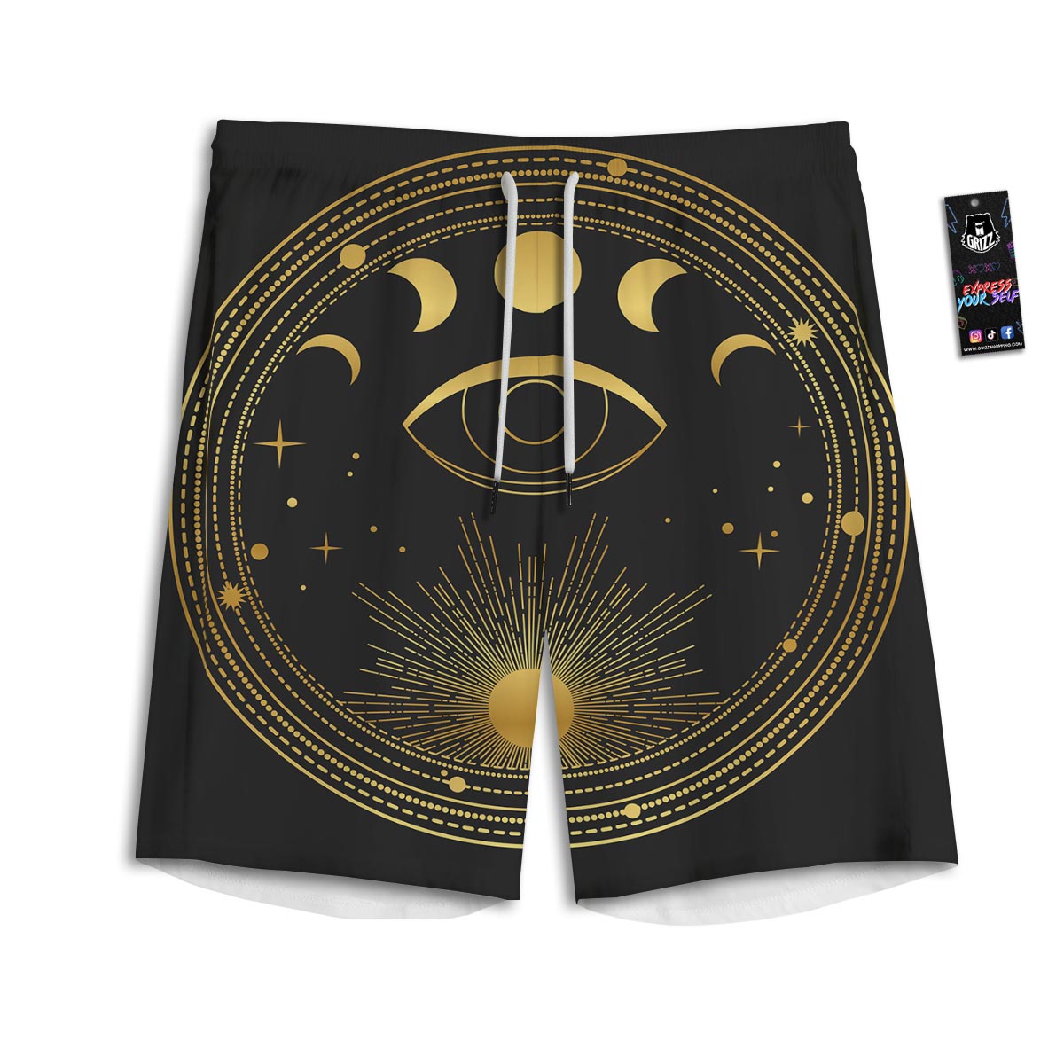 Phase Moon And Sun Print Men's Athletic Shorts