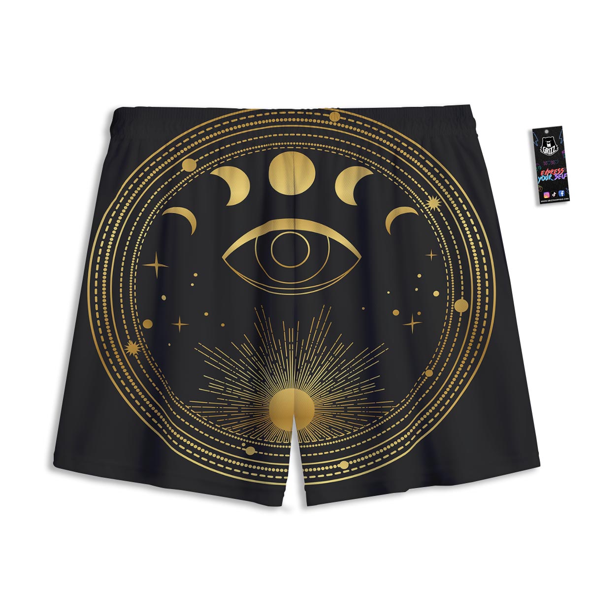 Phase Moon And Sun Print Mesh Shorts