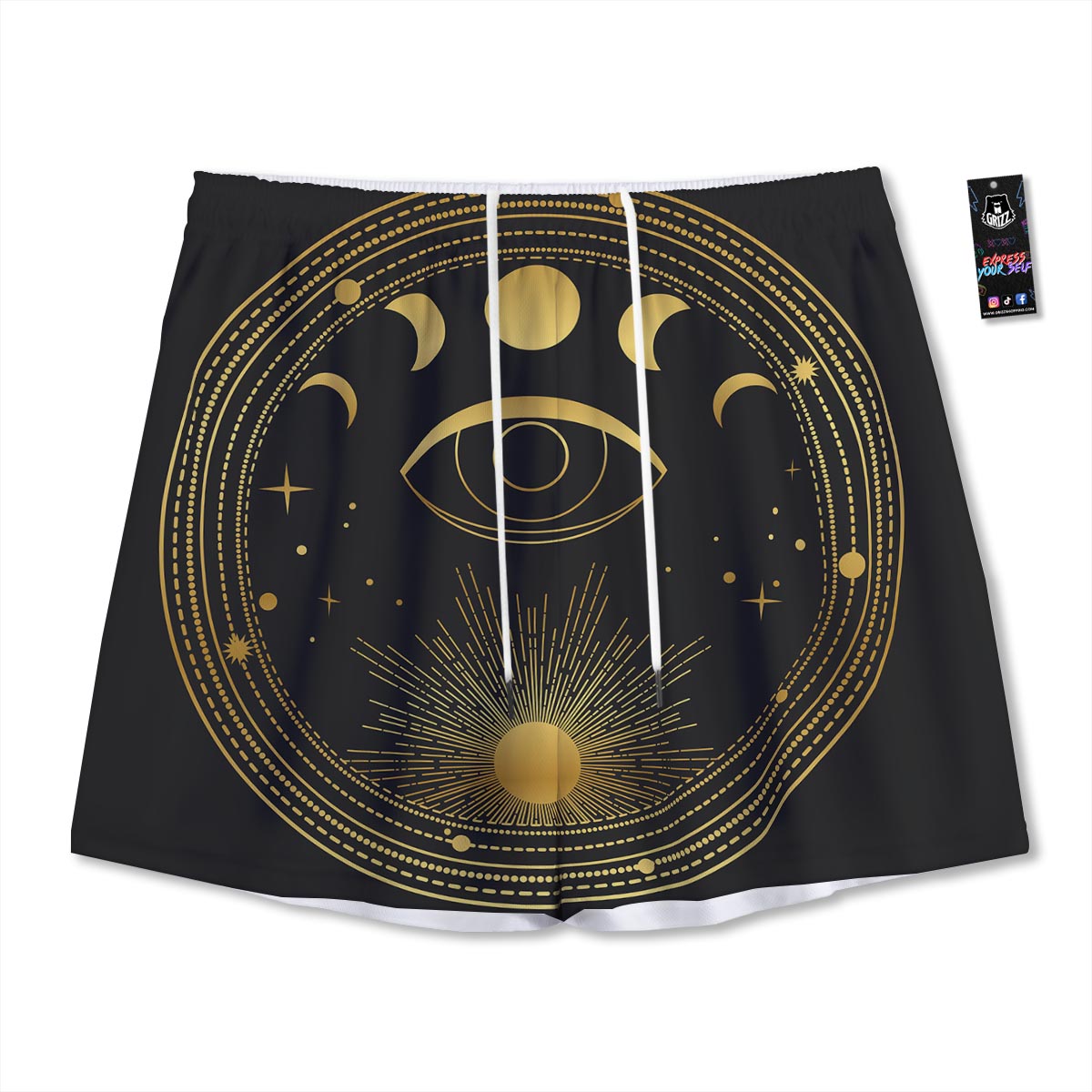Phase Moon And Sun Print Mesh Shorts