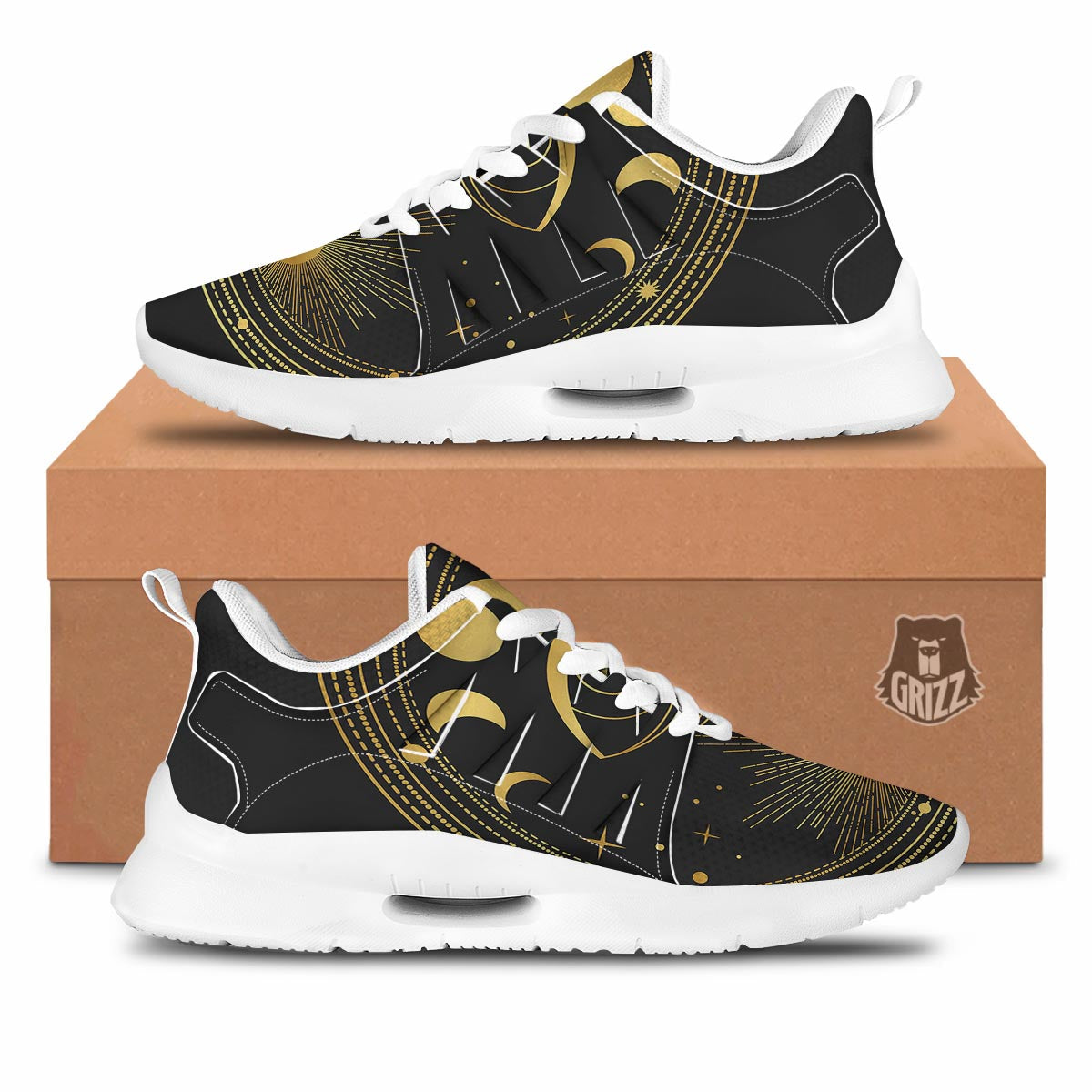 Phase Moon And Sun Print Tennis Shoes-grizzshop