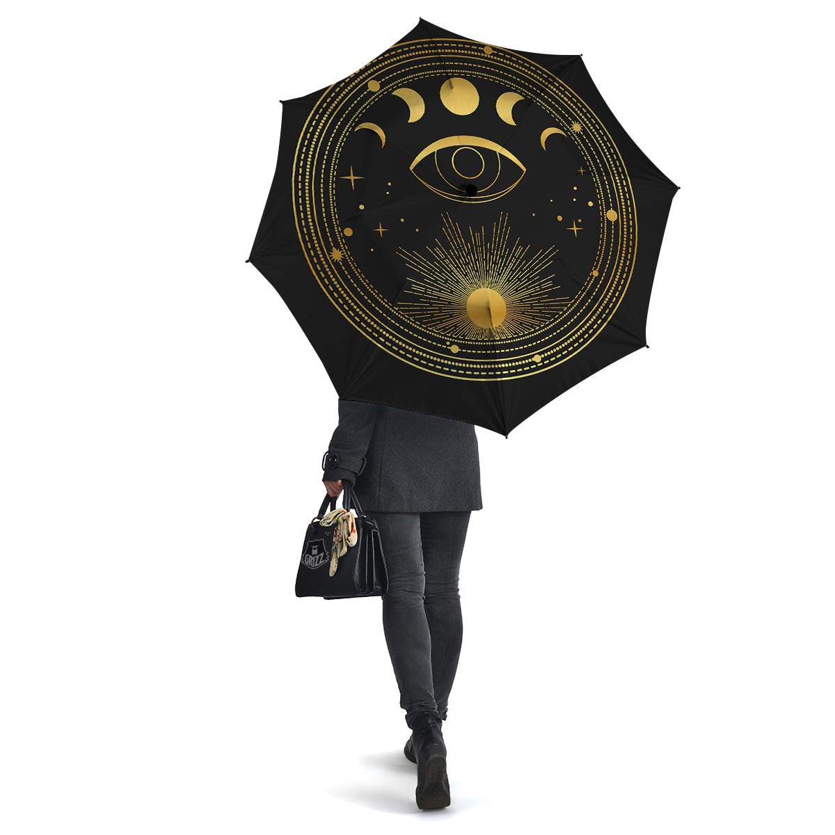 Phase Moon And Sun Print Umbrella-grizzshop