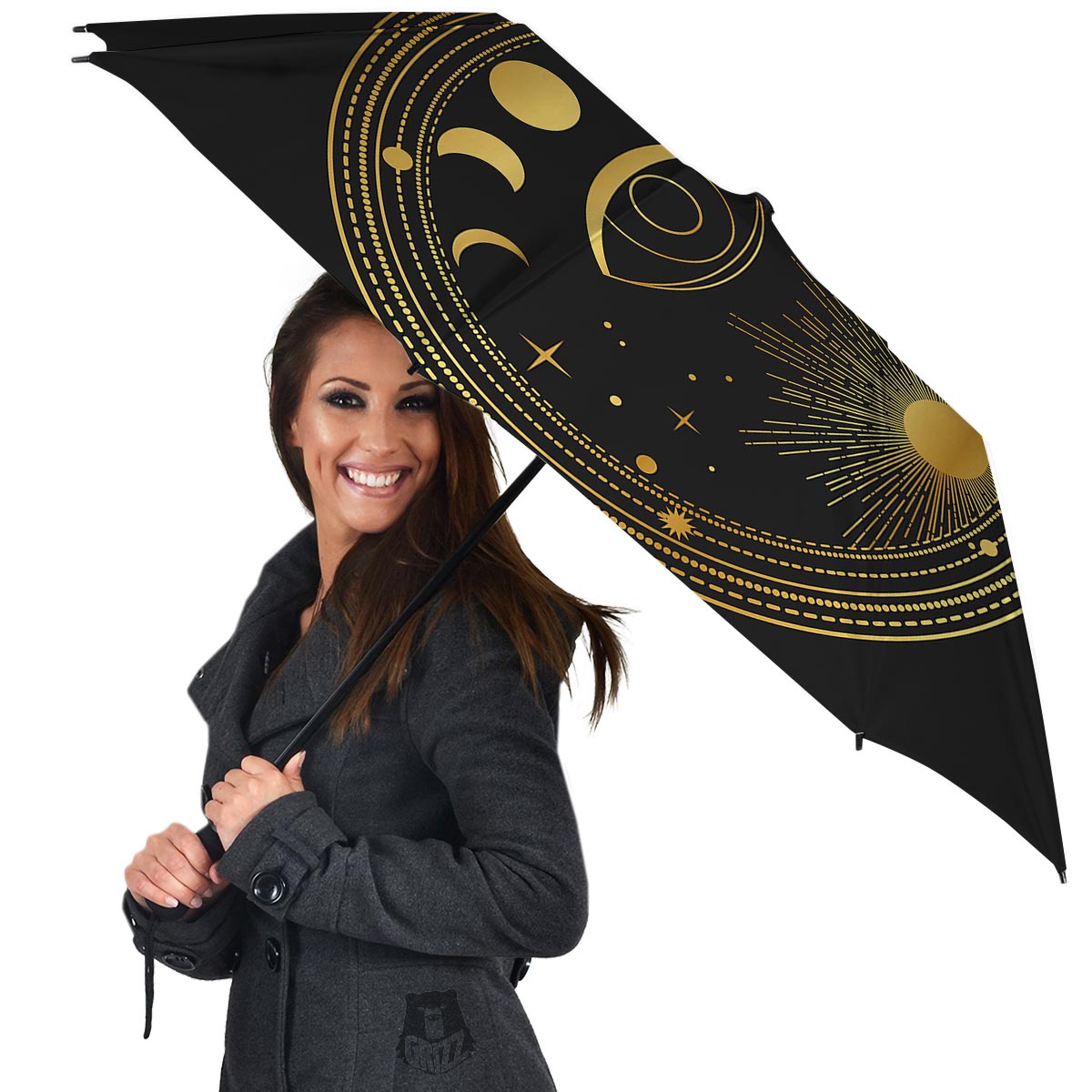 Phase Moon And Sun Print Umbrella-grizzshop