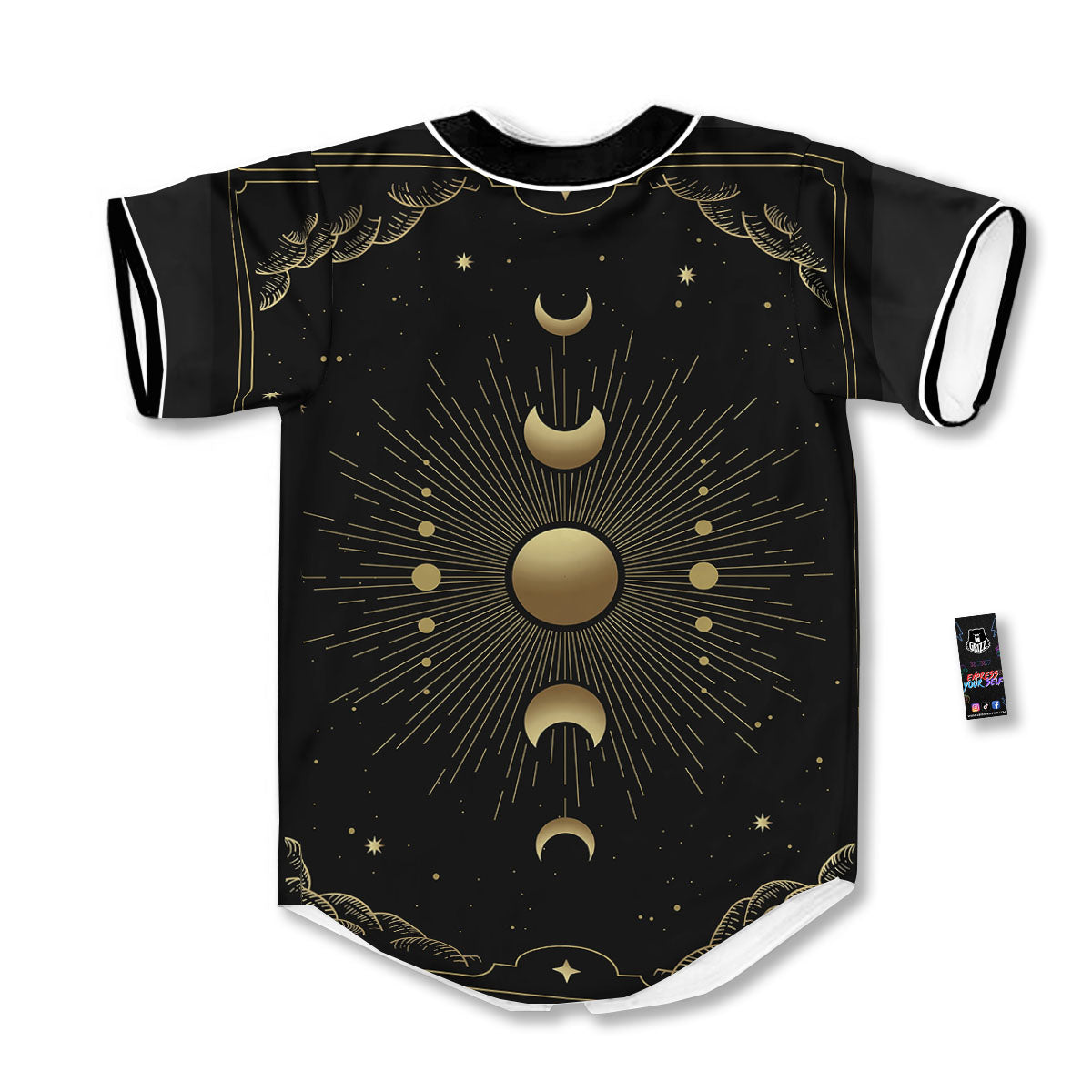 Phases And Eclipse Print Baseball Jersey-grizzshop