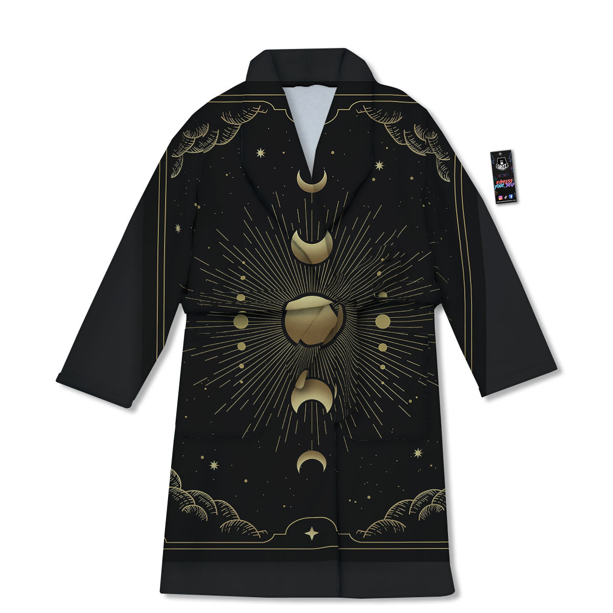 Phases And Eclipse Print Bathrobe-grizzshop