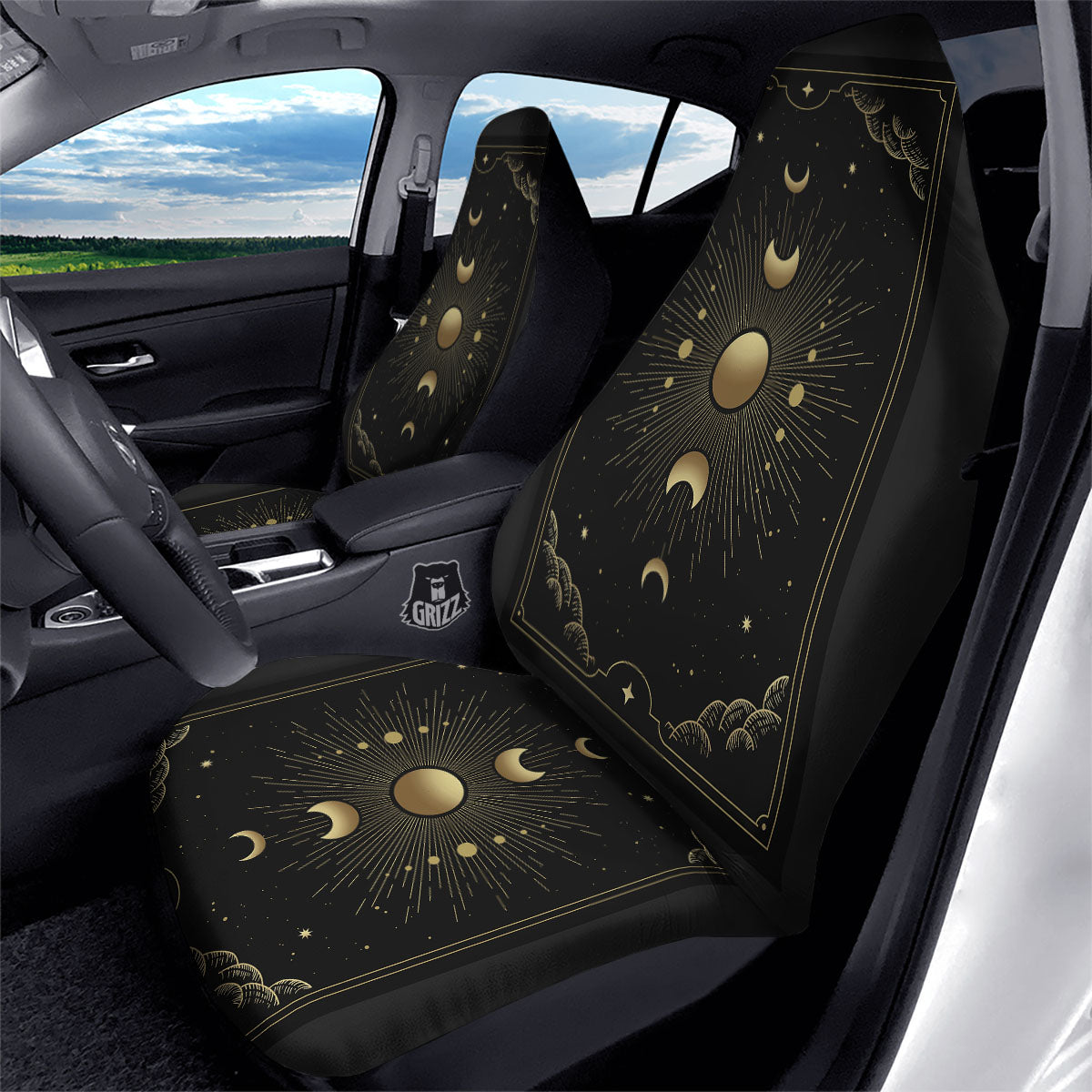 Phases And Eclipse Print Car Seat Covers-grizzshop