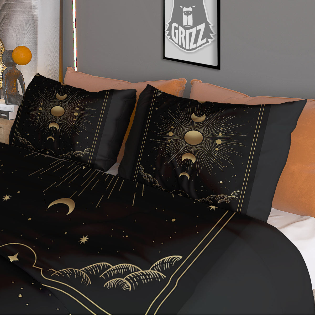 Phases And Eclipse Print Duvet Cover Bedding Set