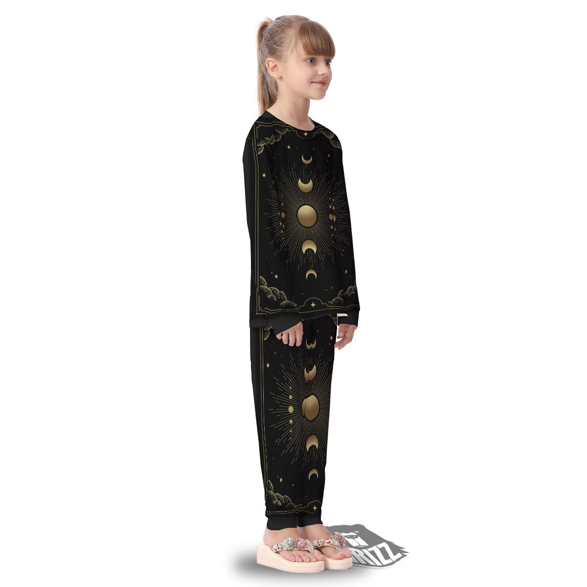 Phases And Eclipse Print Kid's Pajamas-grizzshop