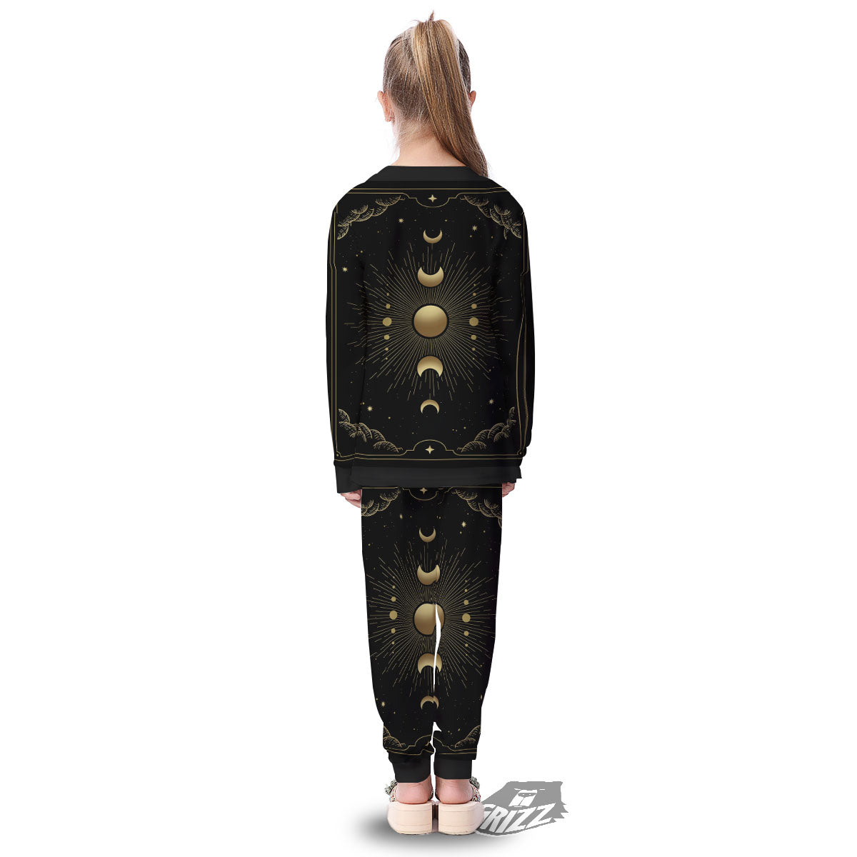 Phases And Eclipse Print Kid's Pajamas-grizzshop