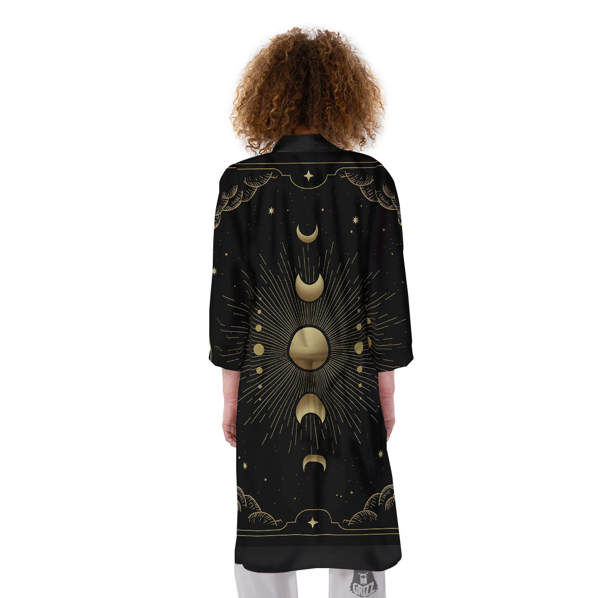 Phases And Eclipse Print Kimono-grizzshop
