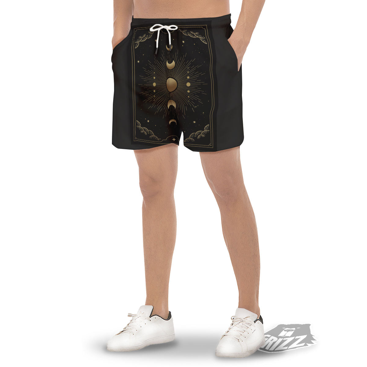 Phases And Eclipse Print Men's Gym Shorts-grizzshop