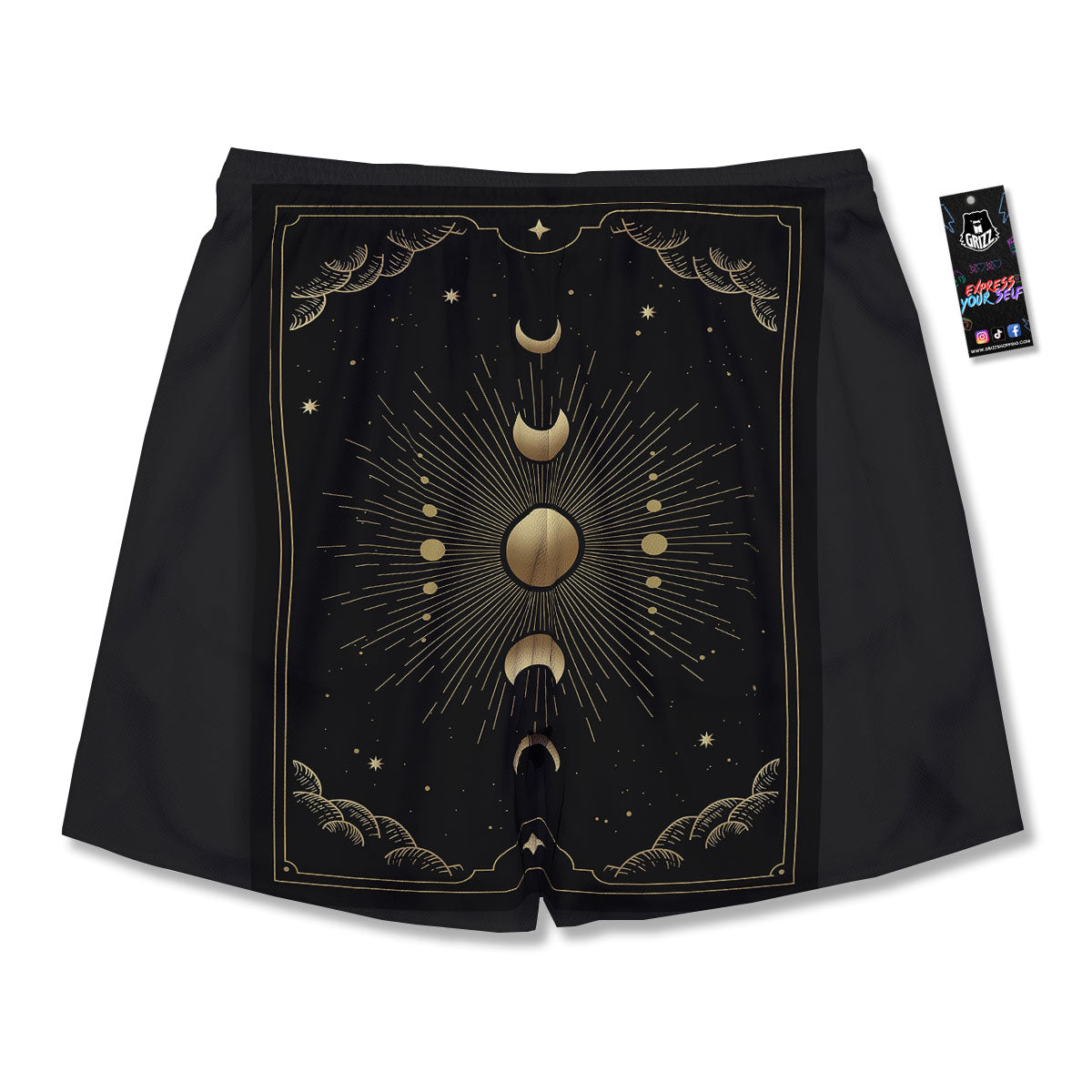 Phases And Eclipse Print Men's Running Shorts-grizzshop