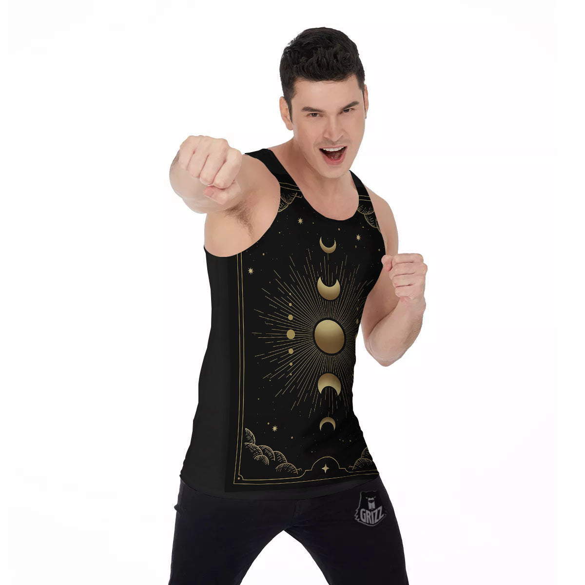 Phases And Eclipse Print Men's Tank Top-grizzshop