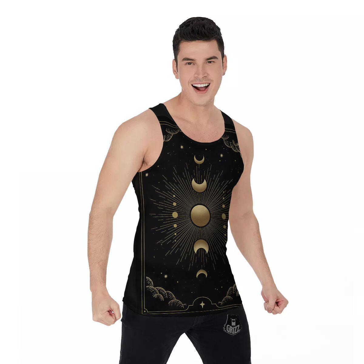 Phases And Eclipse Print Men's Tank Top-grizzshop