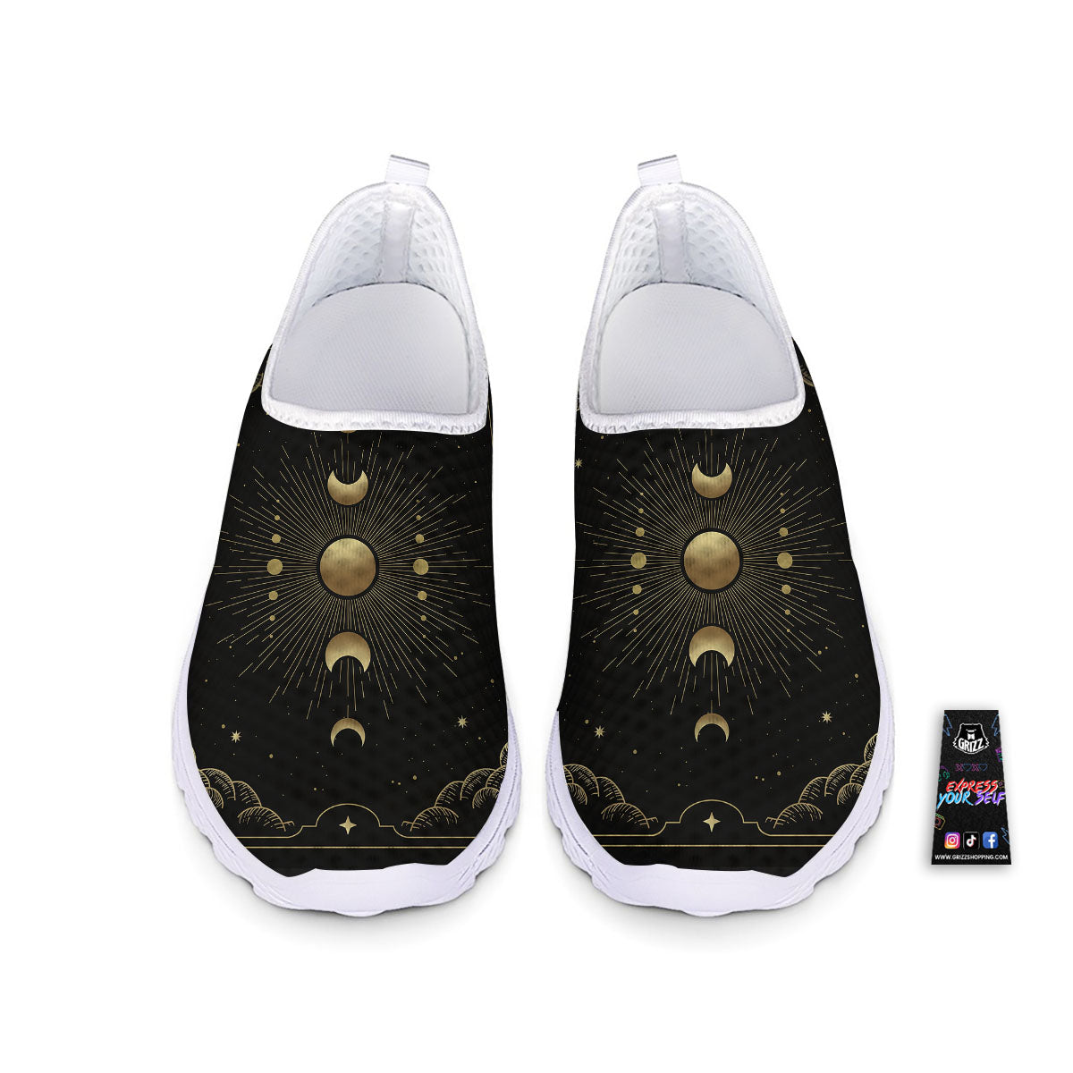 Phases And Eclipse Print Nurse Shoes-grizzshop