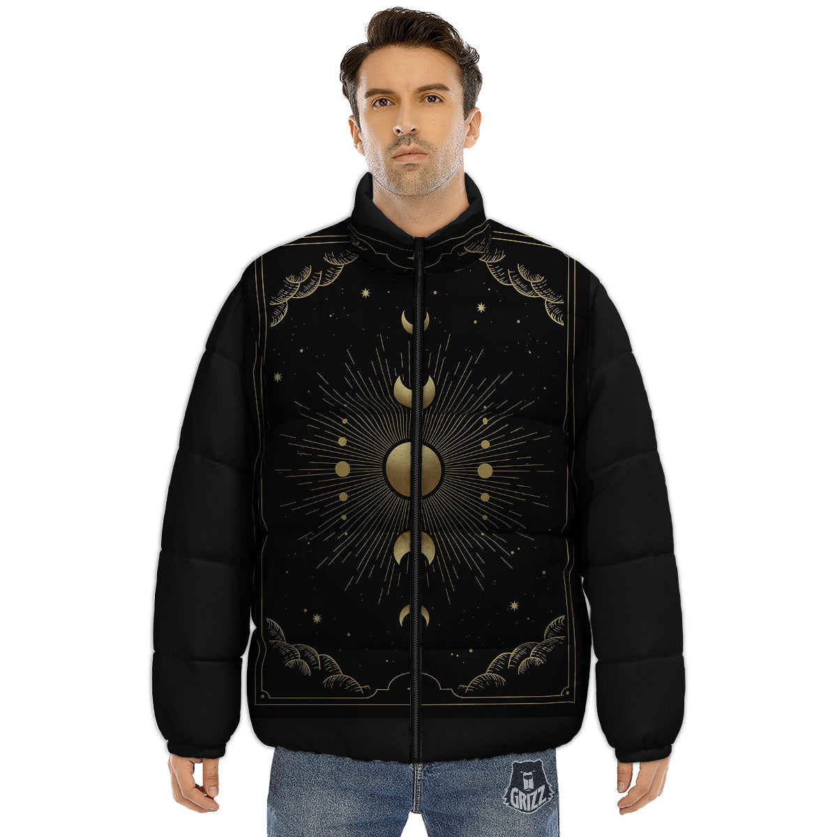 Phases And Eclipse Print Puffer Jacket-grizzshop