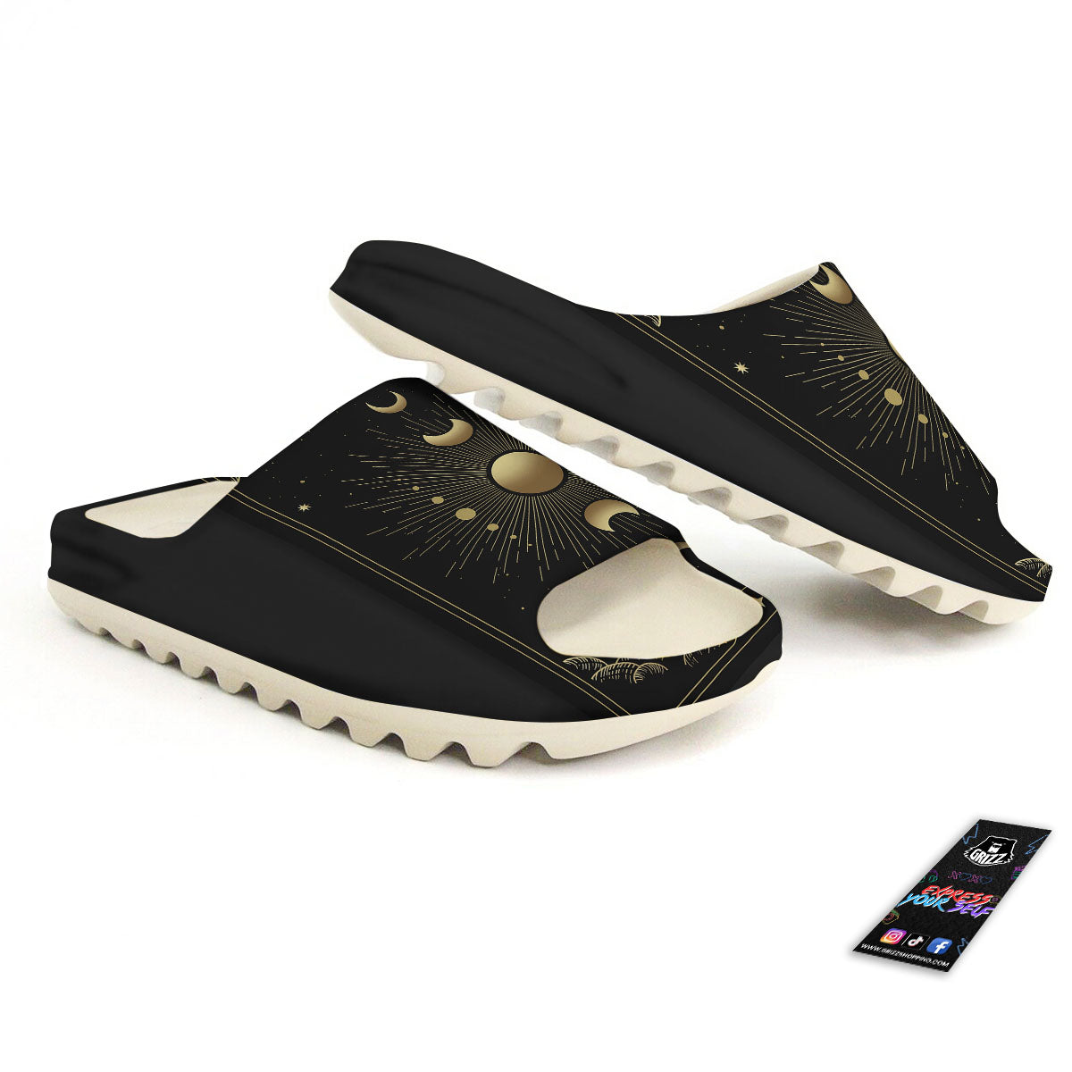 Phases And Eclipse Print Sandals-grizzshop