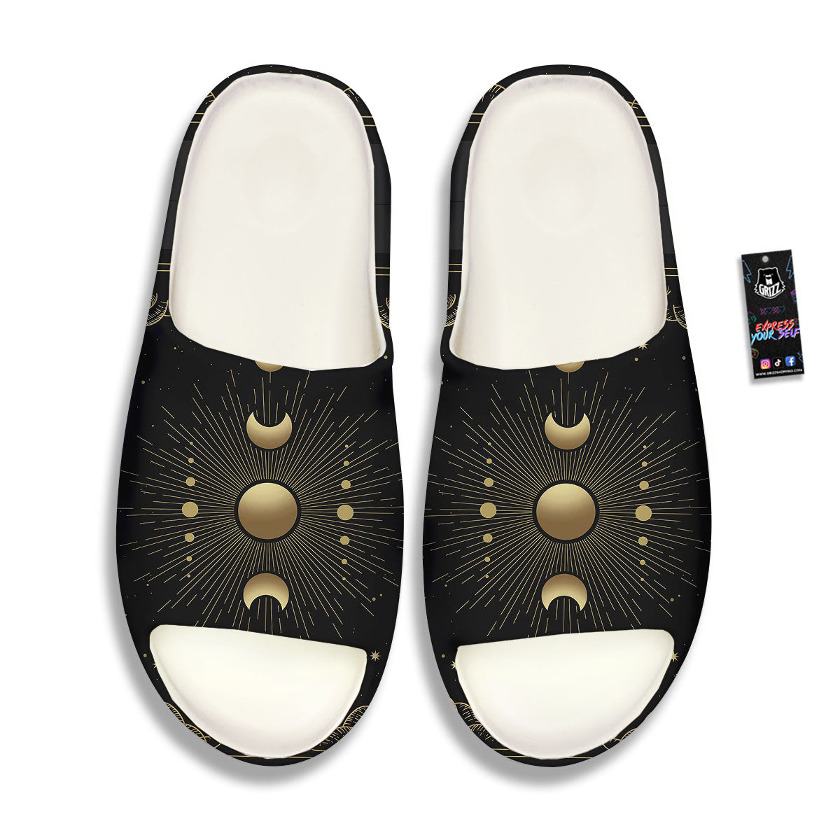 Phases And Eclipse Print Sandals-grizzshop