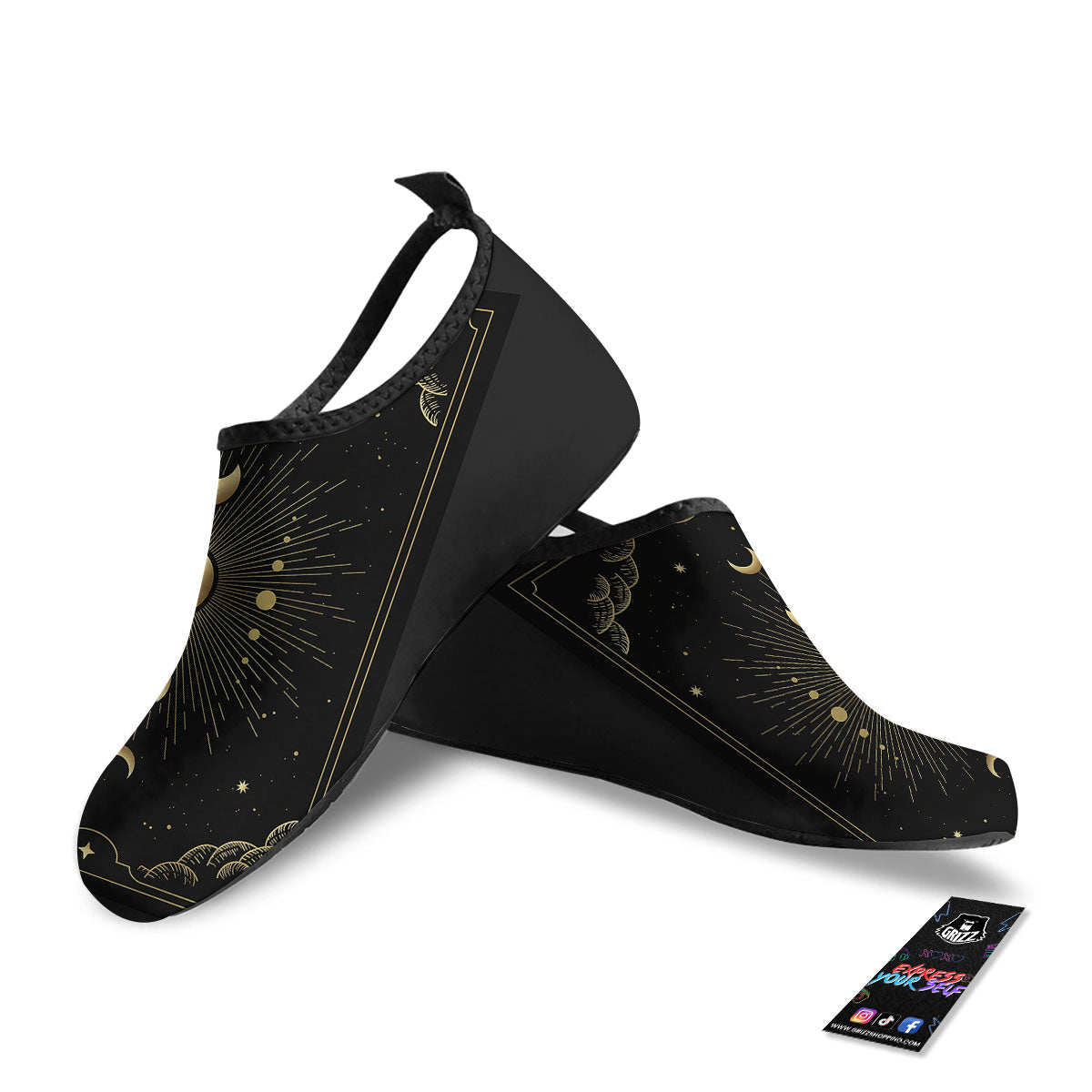 Phases And Eclipse Print Water Shoes-grizzshop