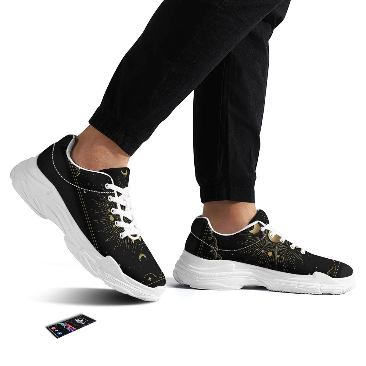 Phases And Eclipse Print White Chunky Shoes-grizzshop