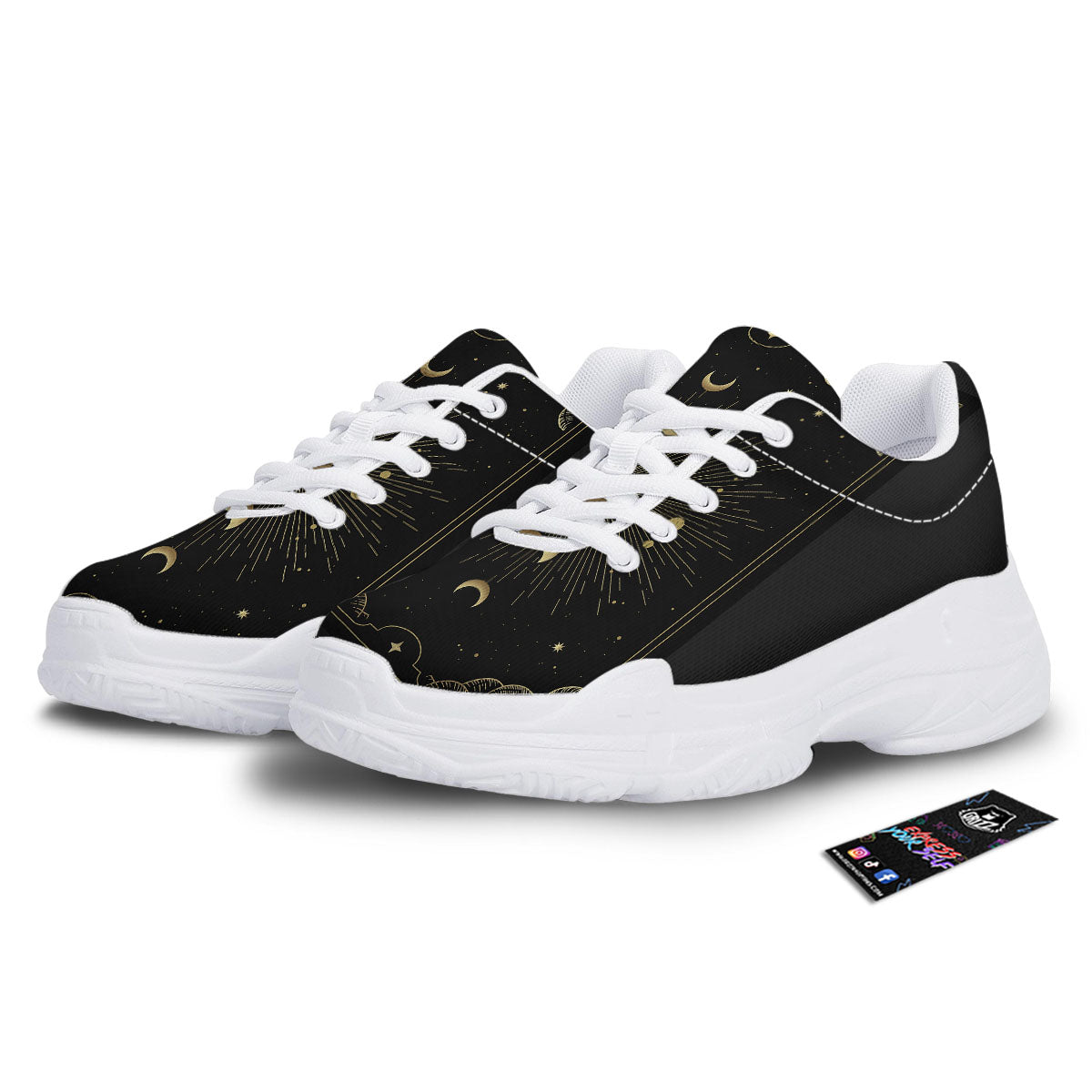 Phases And Eclipse Print White Chunky Shoes-grizzshop