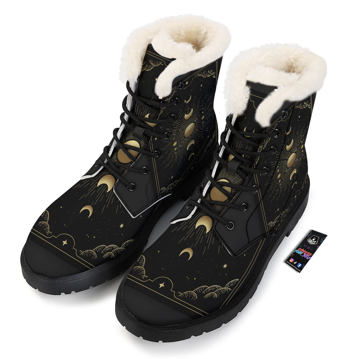 Phases And Eclipse Print Winter Boots-grizzshop