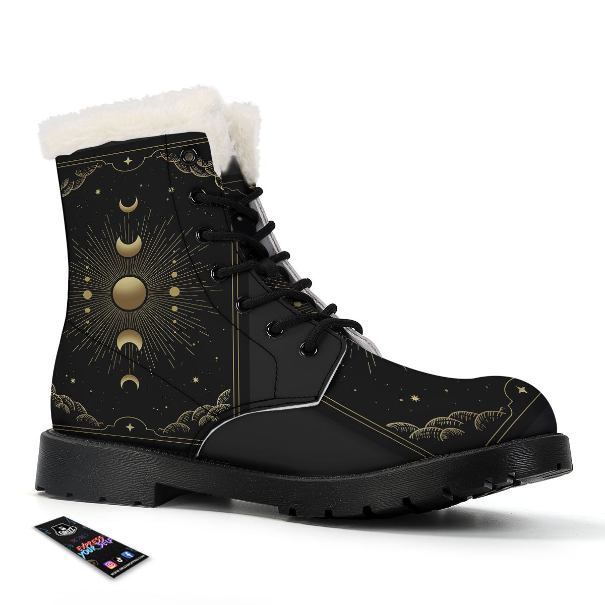 Phases And Eclipse Print Winter Boots-grizzshop