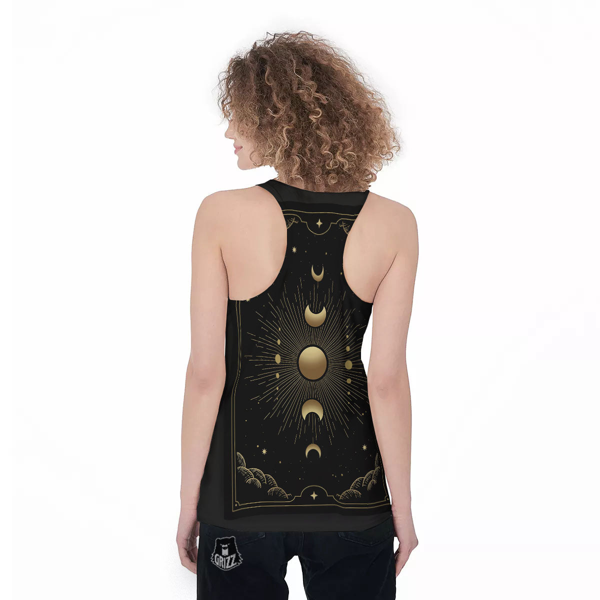 Phases And Eclipse Print Women's Racerback Tank Top-grizzshop