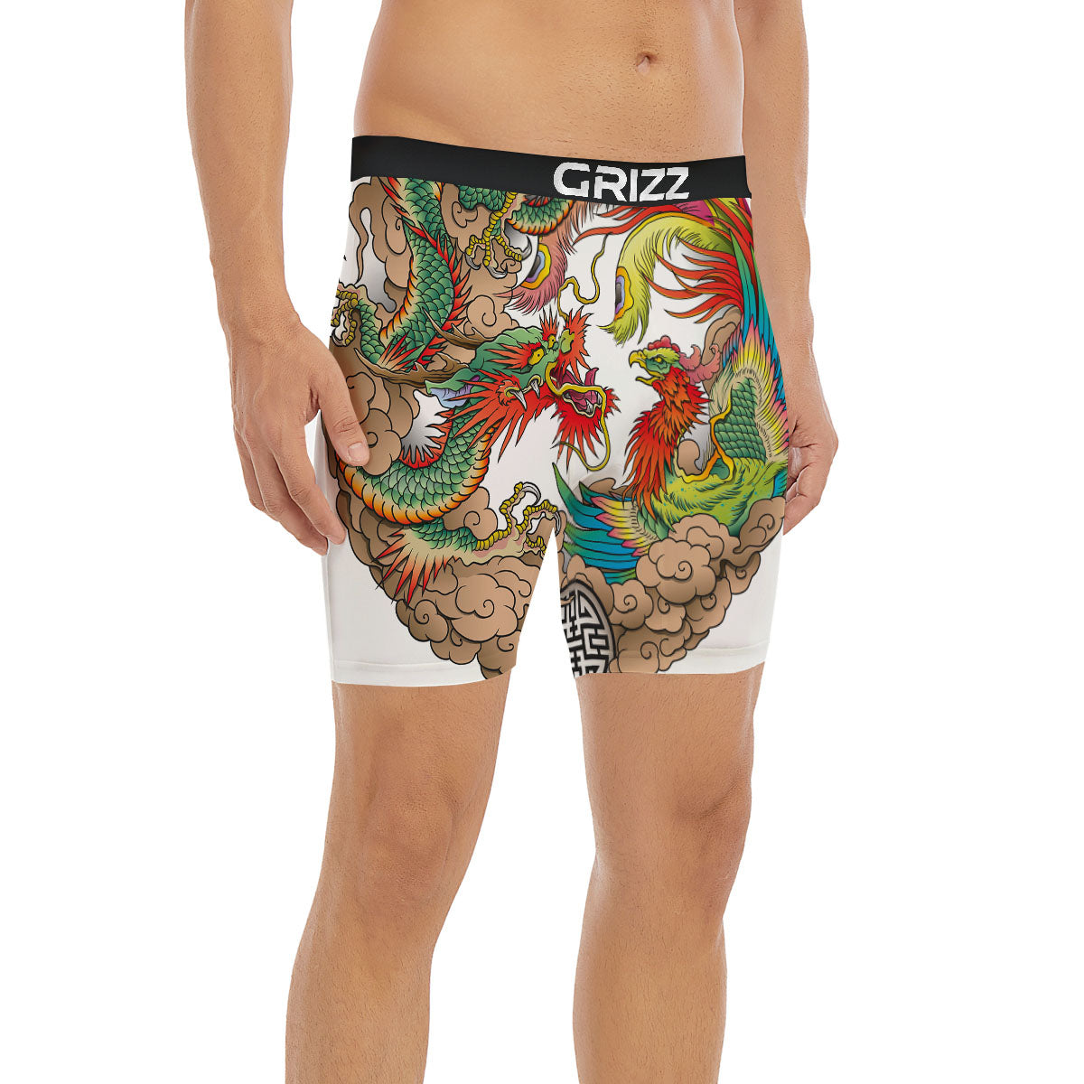 Phoenix And Dragon Japanese Tattoo Print Boxer Briefs-grizzshop
