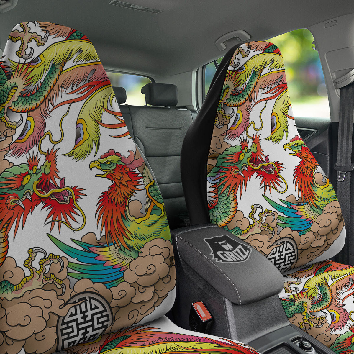 Phoenix And Dragon Japanese Tattoo Print Car Seat Covers-grizzshop