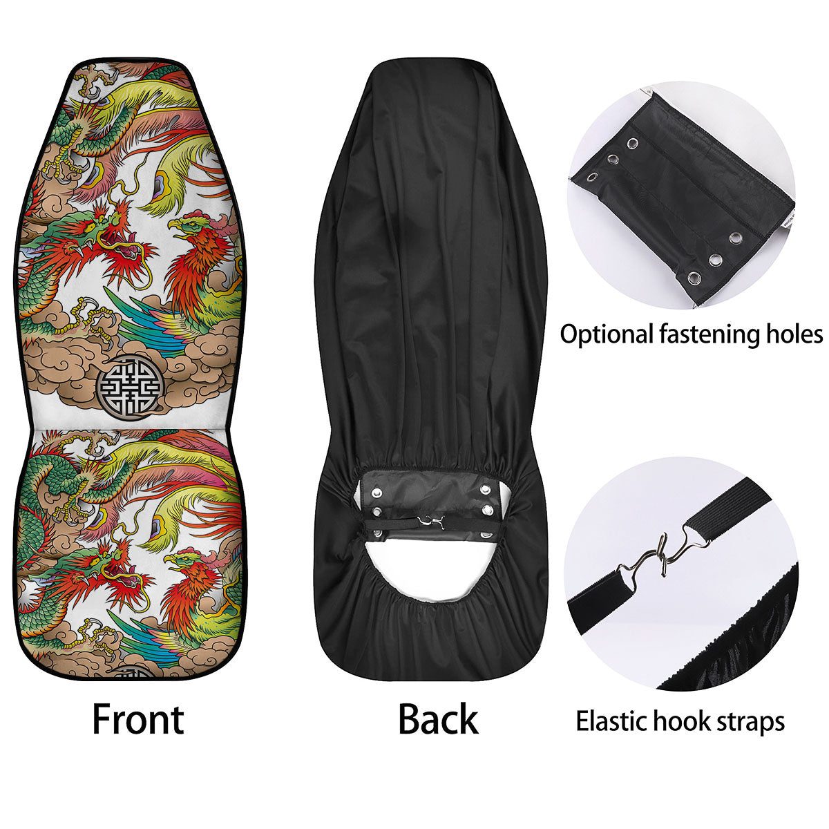 Phoenix And Dragon Japanese Tattoo Print Car Seat Covers-grizzshop
