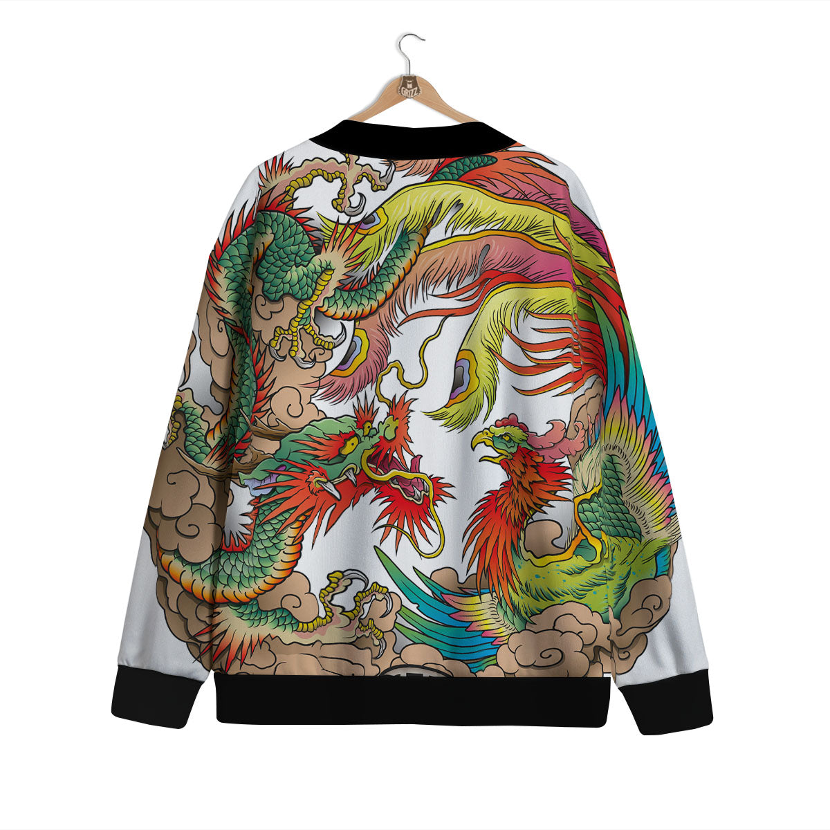 Phoenix And Dragon Japanese Tattoo Print Cardigan-grizzshop