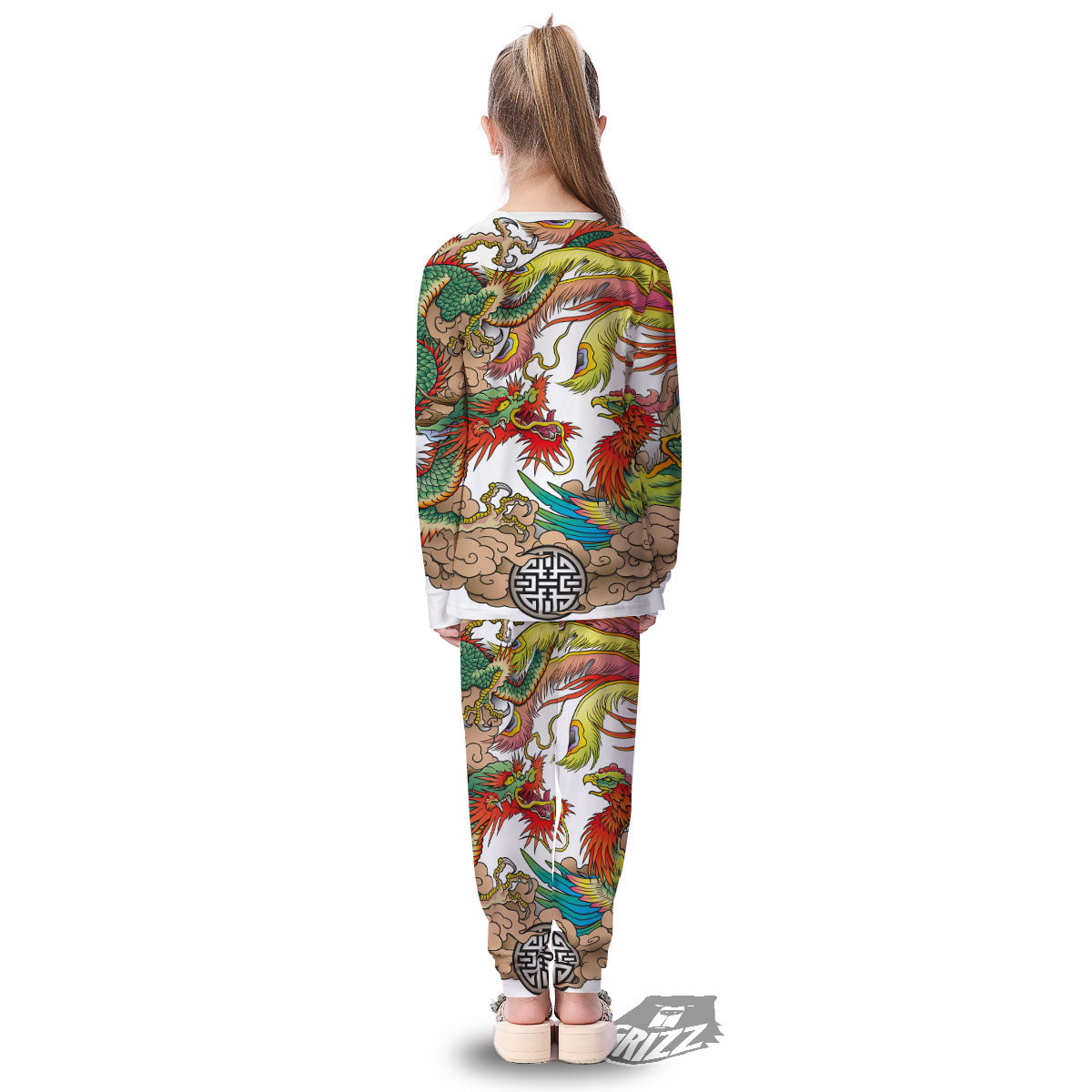 Phoenix And Dragon Japanese Tattoo Print Kid's Pajamas-grizzshop