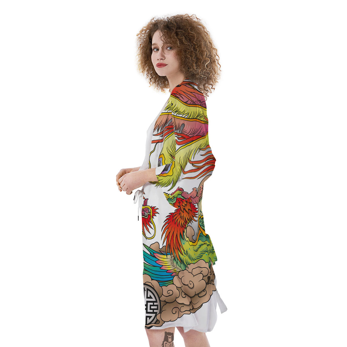 Phoenix And Dragon Japanese Tattoo Print Kimono-grizzshop