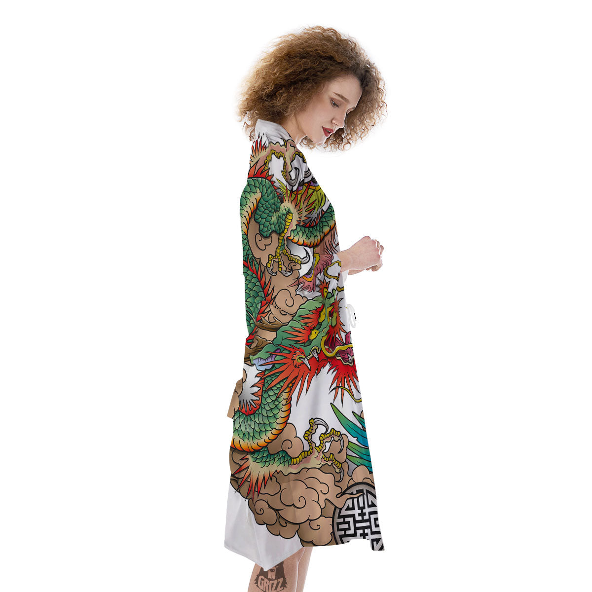 Phoenix And Dragon Japanese Tattoo Print Kimono-grizzshop