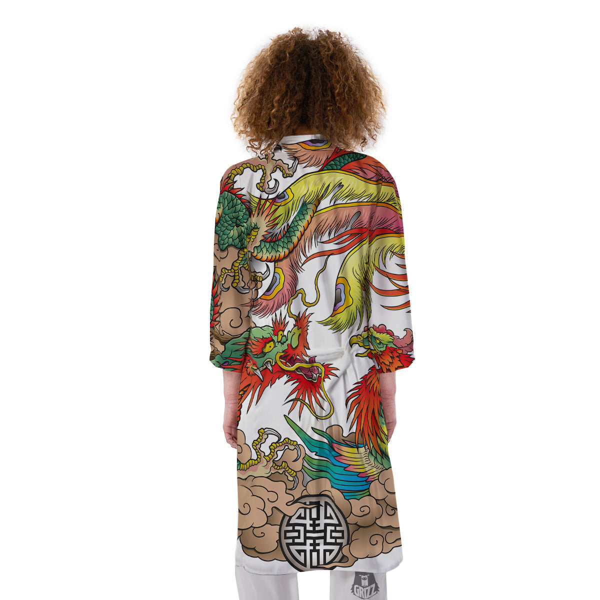 Phoenix And Dragon Japanese Tattoo Print Kimono-grizzshop