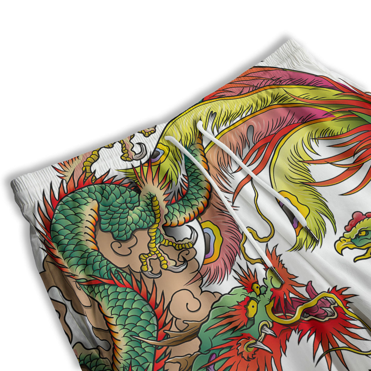 Phoenix And Dragon Japanese Tattoo Print Men's Athletic Shorts