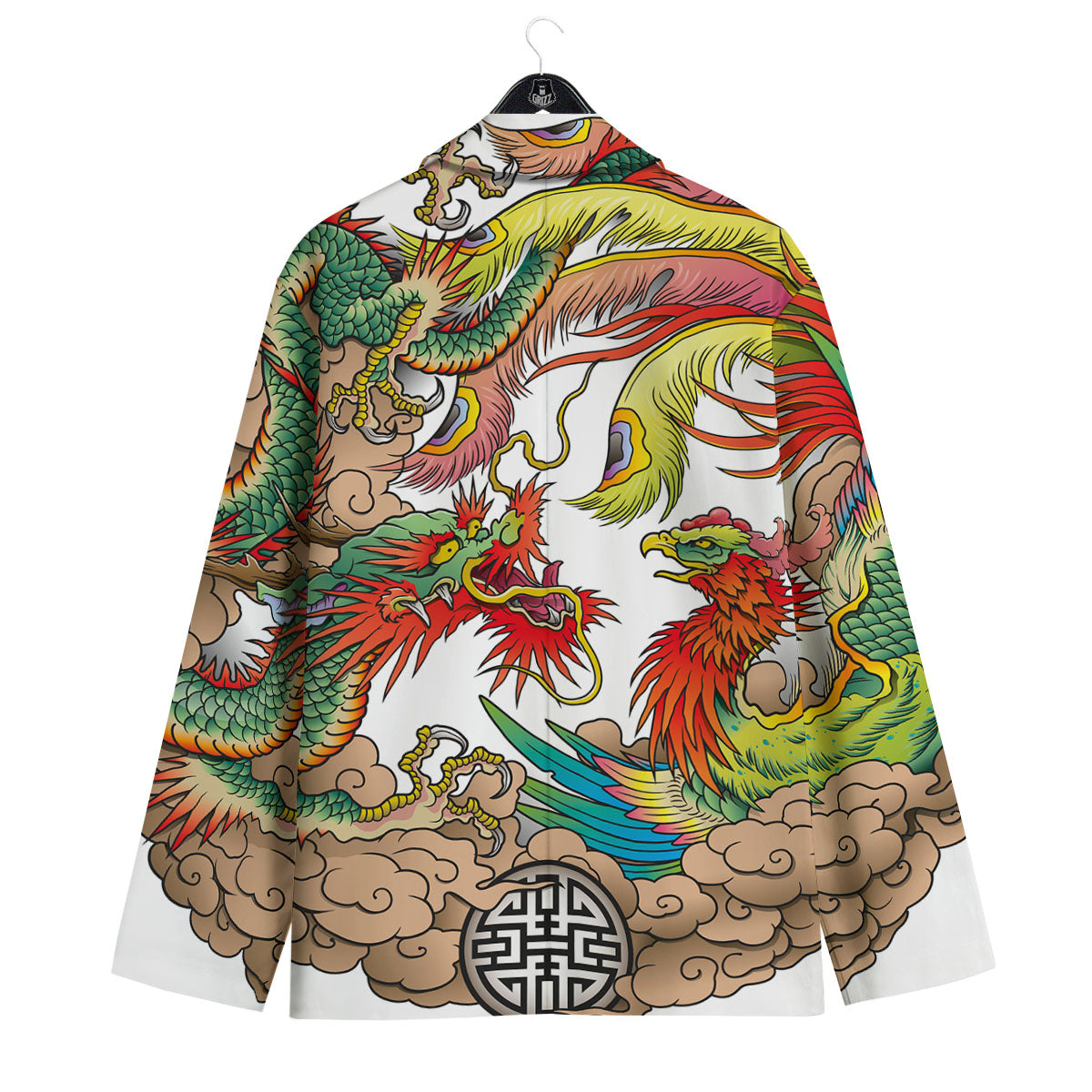 Phoenix And Dragon Japanese Tattoo Print Men's Sport Coat-grizzshop