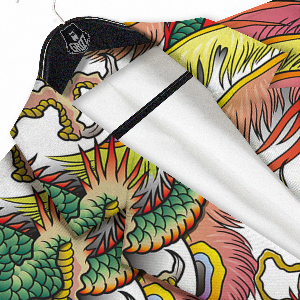 Phoenix And Dragon Japanese Tattoo Print Men's Sport Coat-grizzshop