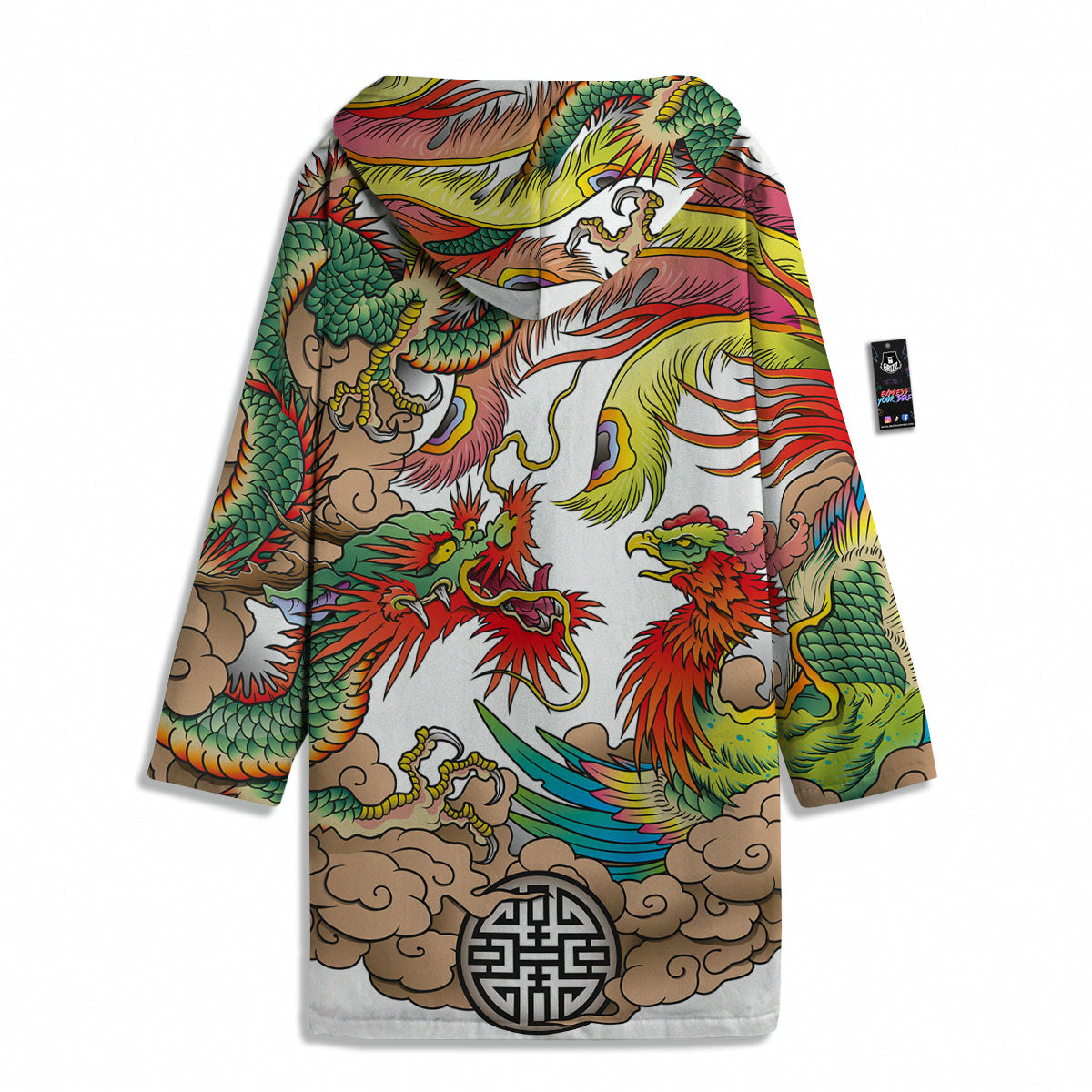 Phoenix And Dragon Japanese Tattoo Print Men's Windbreaker Jacket-grizzshop