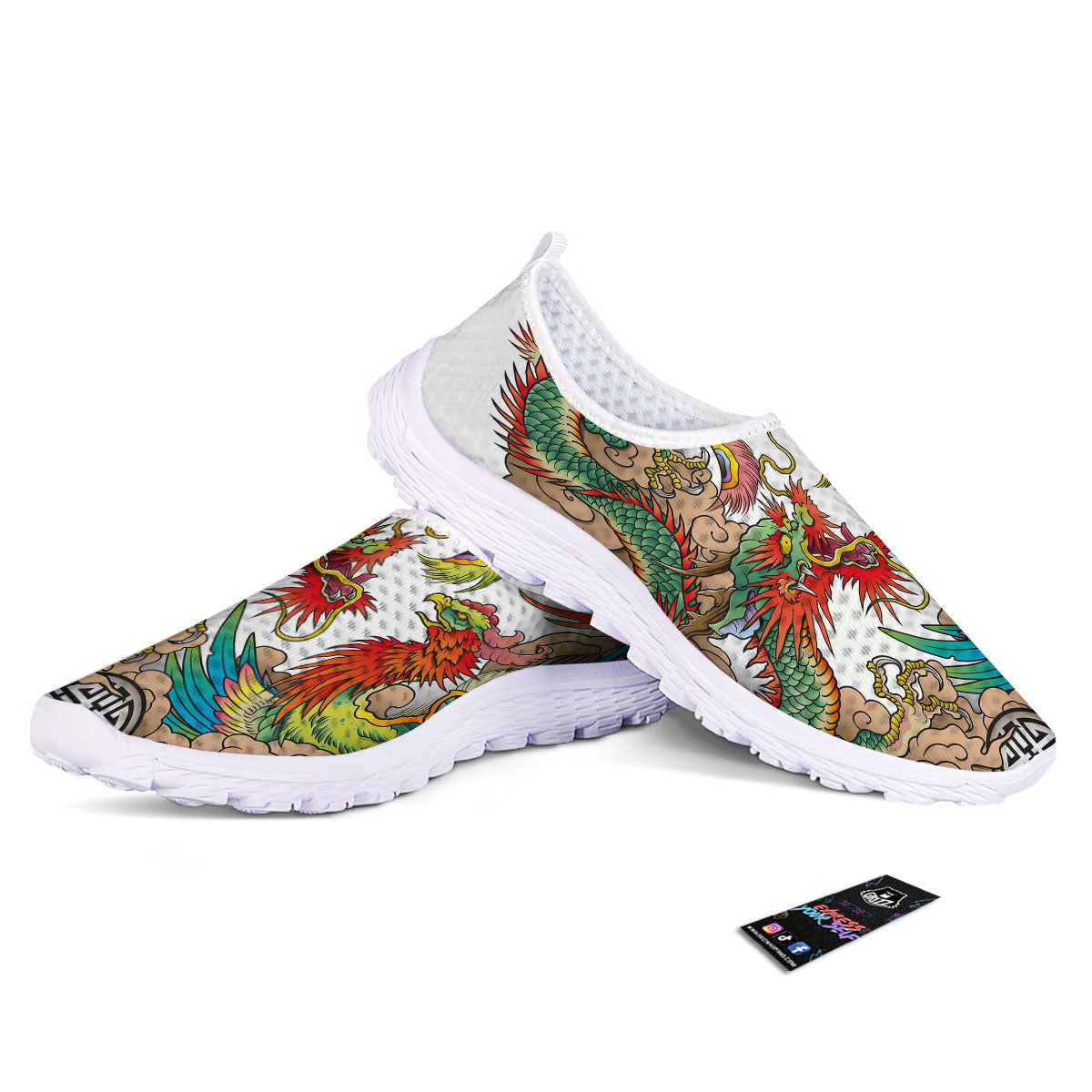 Phoenix And Dragon Japanese Tattoo Print Nurse Shoes-grizzshop