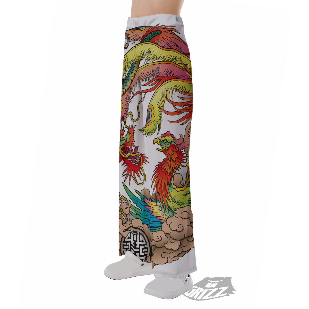 Phoenix And Dragon Japanese Tattoo Print Pajama Pants-grizzshop