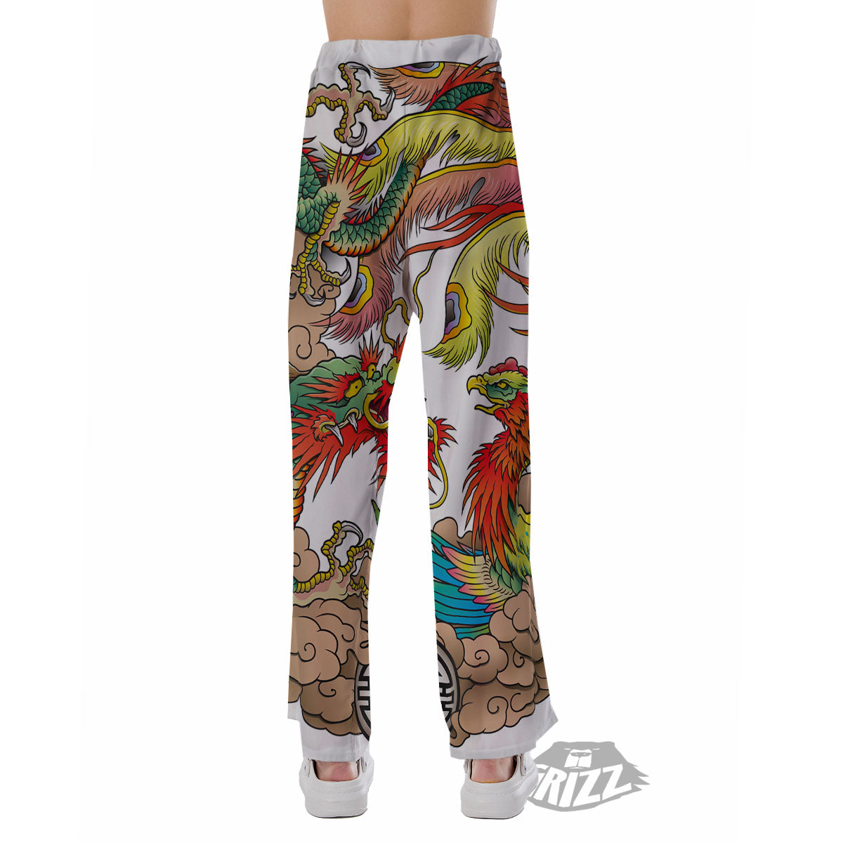 Phoenix And Dragon Japanese Tattoo Print Pajama Pants-grizzshop