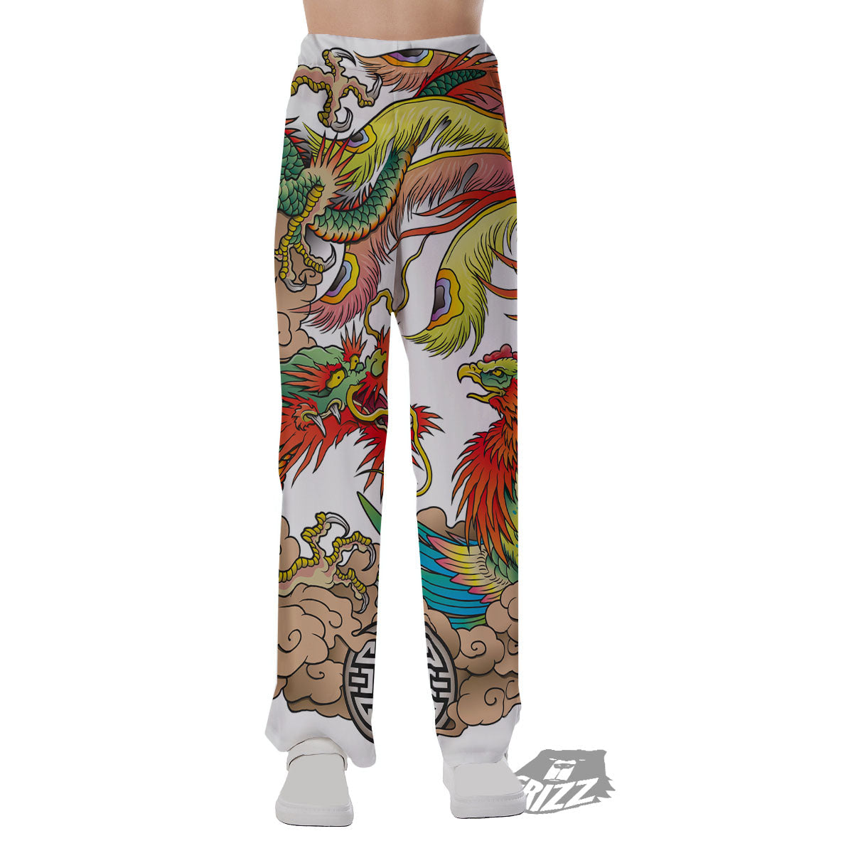 Phoenix And Dragon Japanese Tattoo Print Pajama Pants-grizzshop
