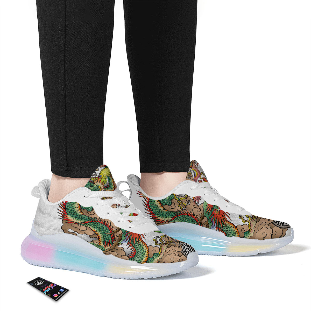 Phoenix And Dragon Japanese Tattoo Print Running Sneakers-grizzshop