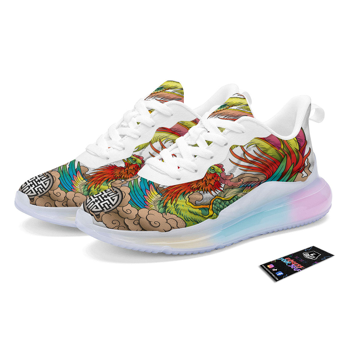 Phoenix And Dragon Japanese Tattoo Print Running Sneakers-grizzshop